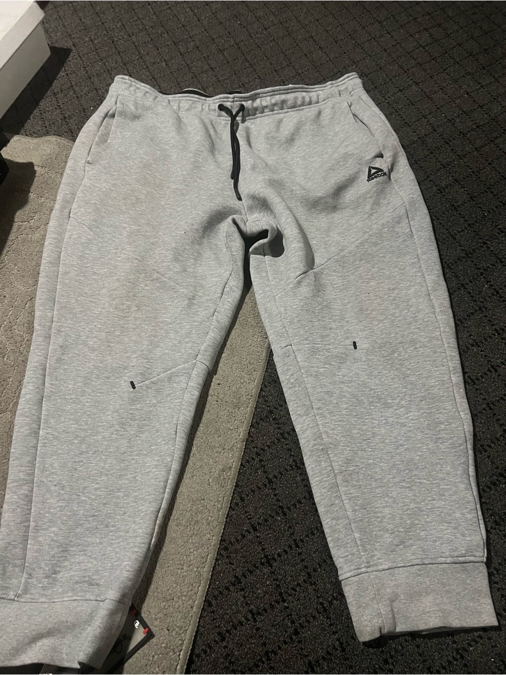 Reebok Light Gray Triangle Logo Fleece Joggers